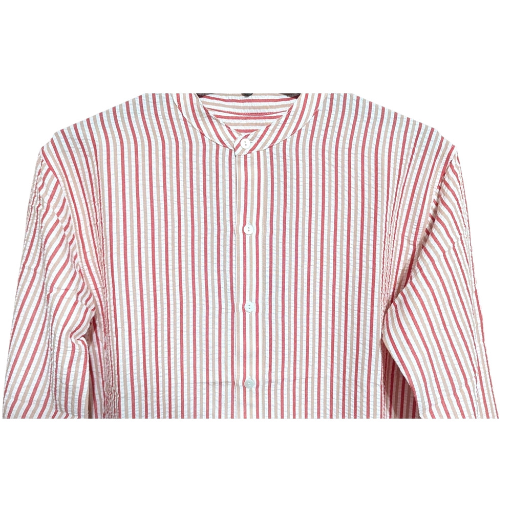 Tuckernuck Bodie Mini Shirt Dress Medium Seersucker Pink Stripe Resort Vacation - Picture 8 of 14